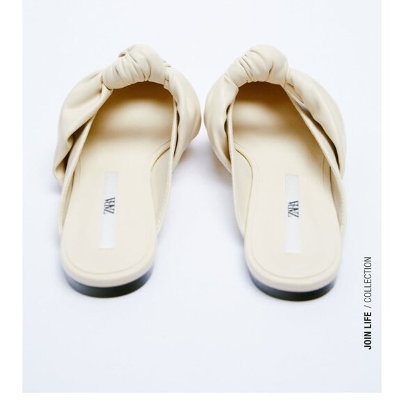 Zara Cream Mules with Knot Detail - Picture 3 of 5